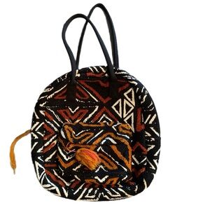 COST PLUS WORLD MARKET Bag Geometric Pattern Black Orange White.